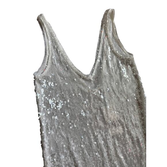 Zara Sleeveless V Neck Sequined Maxi Dress White Size XS - Picture 11 of 11